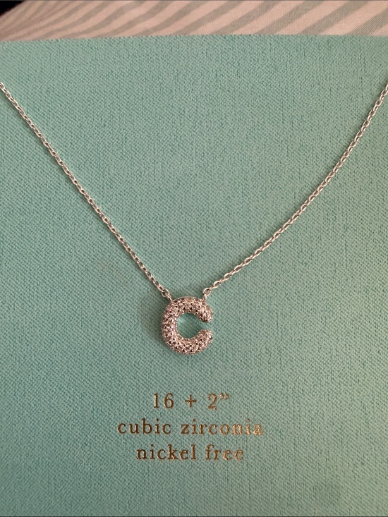 Private Label Jewelry - NWT Women’s Cubic Zirconia 'C' Initial Necklace - Silver nickel free 16”